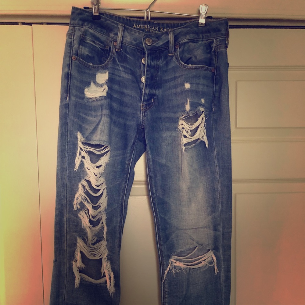 American Eagle Distressed Girlfriend Jeans